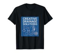 Creative Drainage Solutions Plumber Blueprint Graphic T-Shirt