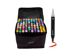 Creative Drawing Markers - Fine And Brush Tip Double End Pens, Coloring Sketching Permanent, Portable Carrying Case Kit | Drawing Markers Fine And Brush Tip Design For Artists Students