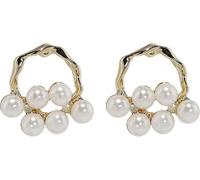 Creative Earrings, Fashionable Personalized Earrin S925 Silver Ins Style With Pearl Stud Temperament imitation Pearl simple and compact fashion Joker slim earrings