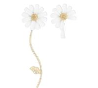 Creative Earrings, Fashionable Personalized Earrin S925 Silver Needle Personality Simple Enamel Glaze Daisy Flower Asymmetric Earrings Women's Exquisite Jewelry Gifts