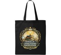 Creative Emblem Representing Knowledge Exploration Natural Cotton Tote Bag Black