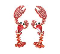 Creative Exaggerated Lobster Drop Earrings Red Rhinestone Crayfish Dangle Earrings for Women Bohemia Ocean Animal Acrylic Earring Summer Beach Holiday Party Jewelry Gifts, Acrylic Rhinestone, No