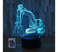Creative Excavator 3D Night Light Lamp 7/16 Color Change LED Lamp USB Powered Remote Control Table Decor Gift Kids Toys Decorations Christmas Valentines Gift Birthday Gift