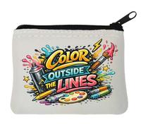 Creative Expression Beyond Boundaries Neoprene Coin Purse Pouch 10x11cm White