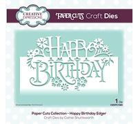 Creative Expressions Paper Cuts Collection - Happy Birthday Edger - Cutting Dies, Silver, 15.0 X 8.4 cm Largest die