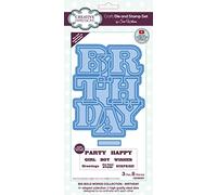 Creative Expressions Sue Wilson-Big Bold Words-Birthday-Craft Die & Stamp Set, Metal, Largest die 10.9 x 14 cm,CEDSD007