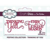 Creative Expressions Sue Wilson-Festive Collection-Mini Expressions-Duos Thinking of You-Craft, Metal, Die Size 5.3 x 3.6 cm
