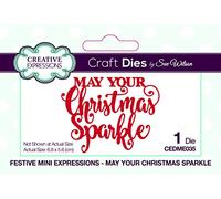 Creative Expressions Sue Wilson Festive Mini Expressions May Your Christmas Sparkle Craft Die, Metal, Largest Die 6.8 x 5.6 cm, CEDME035