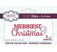 Creative Expressions Sue Wilson-Festive Mini Expressions-Merriest Christmas-Craft, Metal, Die Size 7.3 x 2.4 cm