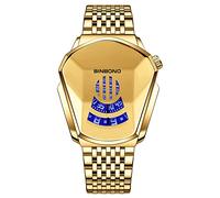 Creative Fashion Blue LED Binary Digital Watches Men's Stainless Steel Silver Waterproof LED Backlight Bracelet Plated Watches, X Gold, LED Binary watch