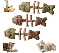 Creative Fish Bone Cat Dental Chew Toy - Fishbone Shape Catnip & Silvervine Teeth, Cleaning Stick Fix Cat Dental Health Interactive Play for Cats (Mix)