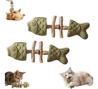 Creative Fish Bone Cat Dental Chew Toy - Fishbone Shape Catnip & Silvervine Teeth, Cleaning Stick Fix Cat Dental Health Interactive Play for Cats (A*2)