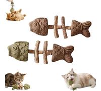 Creative Fish Bone Cat Dental Chew Toy - Fishbone Shape Catnip & Silvervine Teeth, Cleaning Stick Fix Cat Dental Health Interactive Play for Cats (B+C)