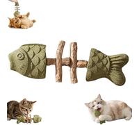 Creative Fish Bone Cat Dental Chew Toy - Fishbone Shape Catnip & Silvervine Teeth, Cleaning Stick Fix Cat Dental Health Interactive Play for Cats (A)