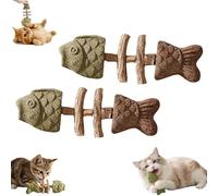 Creative Fish Bone Cat Dental Chew Toy - Fishbone Shape Catnip & Silvervine Teeth, Cleaning Stick Fix Cat Dental Health Interactive Play for Cats (C*2)