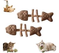 Creative Fish Bone Cat Dental Chew Toy - Fishbone Shape Catnip & Silvervine Teeth, Cleaning Stick Fix Cat Dental Health Interactive Play for Cats (B*2)
