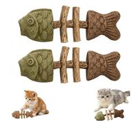 Creative Fish Bone Cat Dental Chew Toy -Natural Catnip & Silvervine Teeth Cleaning Stick, Fishbone Shape Chewing Stick for Teeth Cleaning & Playful Cats, Durable Wooden Feline Tooth Care (2Pcs-#c)