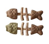 Creative Fish Bone Cat Dental Chew Toy, Natural Wood Catnip Kitten Teething Toy for Dental Cleaning, Boredom Relief Interactive Chew Toy for Cats (C-2PCS)