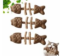 Creative Fish Bone Cat Dental Chew Toy, Natural Wood Catnip Kitten Teething Toy for Dental Cleaning, Boredom Relief Interactive Chew Toy for Cats (B-3PCS)