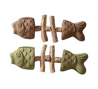 Creative Fish Bone Cat Dental Chew Toy, Natural Wood Catnip Kitten Teething Toy for Dental Cleaning, Boredom Relief Interactive Chew Toy for Cats (A-2PCS)