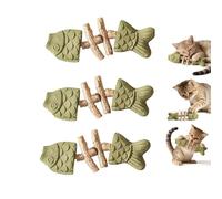 Creative Fish Bone Cat Toy- Wooden Catnip Teeth Cleaning Stick Fix Your Cat’s Dental Health Interactive Cat Toys for Indoor Cats Durable Feline Tooth Care Tool (3pcs-A)