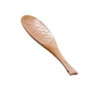 Creative Fish Design Wooden Rice Ladle Long Handle Kitchen Utensils Natural Material Ergonomic Grip Portable Cooking Tools Fish Shape Wooden Rice Spoon