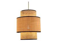 Creative Fixtures French Style Kitchen Island Pendant Lamp Wicker Rattan Light Shade, Industrial Saving Chandelier Lights for Dining Room Bedroom Restaurant Cafe Bar(A)