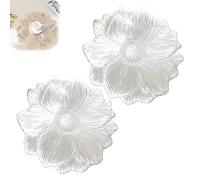 Creative Flower PVC Placemat, 15-Inch Non-Slip Placemats, Heat Insulation Mats are Waterproof and Oil-Proof, Suitable for Kitchens, Restaurants, Cafes and Other Places (2pcs Silver)