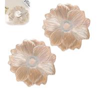 Creative Flower PVC Placemat, 15-Inch Non-Slip Placemats, Heat Insulation Mats are Waterproof and Oil-Proof, Suitable for Kitchens, Restaurants, Cafes and Other Places (2pcs Rose Gold)