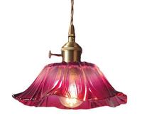 Creative Flower Shaped Glass Hanging Lamp, American Minimalist Style Chandelier, E27 Base Flush Mount Pendant Light, Bedroom Bar Kitchen Island Decoration Light Fixtures