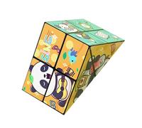 Creative Folding Panda Magic Cube Toy for Kids, 3D Flips Magic Cube Set, Stress Anxiety Relief Fidget Cube, Transforms Puzzle Cubes for Travel, Fidget Slider Nice Gifts for Kids and Adults(A)