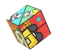 Creative Folding Panda Magic Cube Toy for Kids, 3D Flips Magic Cube Set, Stress Anxiety Relief Fidget Cube, Transforms Puzzle Cubes for Travel, Fidget Slider Nice Gifts for Kids and Adults(F)
