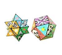 Creative Folding Panda Magic Cube Toy for Kids, 3D Flips Magic Cube Set, Stress Anxiety Relief Fidget Cube, Transforms Puzzle Cubes for Travel, Fidget Slider Nice Gifts for Kids and Adults(2PCS(E))