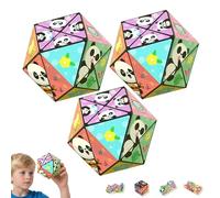 Creative Folding Panda Magic Cube Toy for Kids, Rotating Cube Puzzle Toy, Stress Anxiety Relief and Kill Time, Autism Travel Magic Cube for Children, 4-in-1 Cubes Toys for Kids and Adults Gift (2)