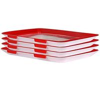 Creative Food Preservation Tray Plastic Preservation Tray Elastic Fresh Reusable Stackable Clever Magic Trays,for Kitchen Tools Seal Storage Container (4PCS)