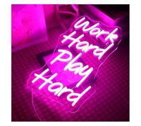 Creative for gift for neon Signs Soothing Ambiance Neon Sign Light Powered by, Lettera Work Hard Play,for Ideal for Wall Decor(A)