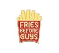 Creative French Fries Brooch Pins for Women Girls Boys "Fries Before Guys" Letter Cute Cartoon Food Yellow Red Enamel Fashion Funny Lapel Pin Badge Jean Collar Bag Hat Clothing Decorate Jewelry