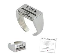 Creative Fu*K Rotatable Mood Control Ring, Adjustable Fuck You Fuck Everything Spinner Rings, Mood Interactive Ring Fu*k Anxiety Fidget Ring, Handmade Inspirational Jewelry Gifts for Women Men