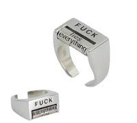 Creative Fu*K Rotatable Mood Control Ring, Fuck You Me Fuck Everything Spinner Ring Fidget Rings, Adjustable Fu*k Anxiety Ring Inspirational Statement Jewelry Gifts for Women Men
