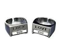 Creative Fu*K Rotatable Mood Control Ring, Spinner Fidget Rings, Retro Style Open Adjustable Anxiety Ring, Inspirational Statement Gifts (MIX 2PC)