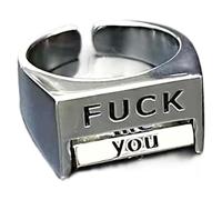 Creative Fu*K Rotatable Mood Control Ring, Spinner Fidget Rings, Retro Style Open Adjustable Anxiety Ring, Inspirational Statement Gifts (Fu*k)