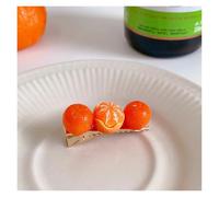 Creative fun half-peeled orange hairpin cute girl side clip Japanese fruit word clip duckbill clip net red hair accessories(5Ripe peeled)