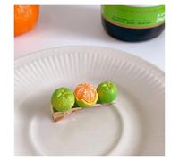 Creative fun half-peeled orange hairpin cute girl side clip Japanese fruit word clip duckbill clip net red hair accessories(6Green tangerine pee)