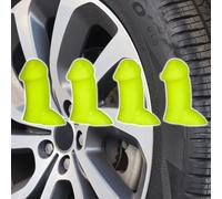 Creative Funny Valve Stem Caps | Prank Tire Valve Decorations | Dustproof and Waterproof, Durable | Suitable for Cars/Bikes/Motorcycles | The Style You’ve Been Looking for(4PCSYellow)