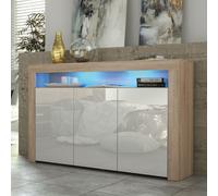 Creative Furniture Aether Sideboard 155cm - A Sleek & Spacious Cabinet with Gloss Doors & LED Lights in Light Oak Creative Furniture Light Oak