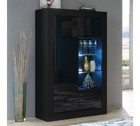 Creative Furniture Arcadia Display Cabinet 140Cm - Black With Gloss Doors And Led Lights Black