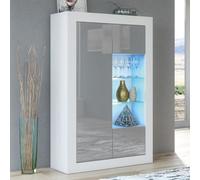 Creative Furniture Arcadia Display Cabinet 140Cm - White & Grey Gloss Doors