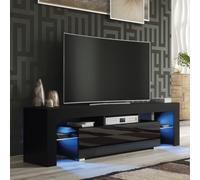 Creative Furniture Aria Tv Unit 160Cm - Black With Gloss Doors And Led Lights Black