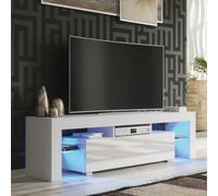 Creative Furniture Aria Tv Unit 160Cm - White With Gloss Doors And Led Lights