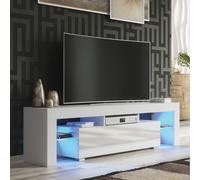 Creative Furniture Aria Tv Unit 160Cm - White With Gloss Doors + Led Lights White